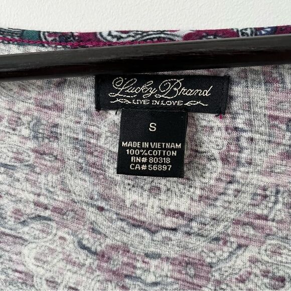 Lucky Brand Purple Blue Paisley Print Scoop Neck Long Sleeve Dress - Picture 6 of 7